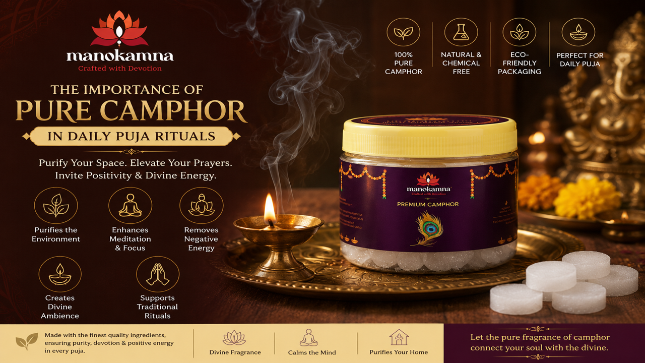 Pure camphor burning during Hindu puja ritual