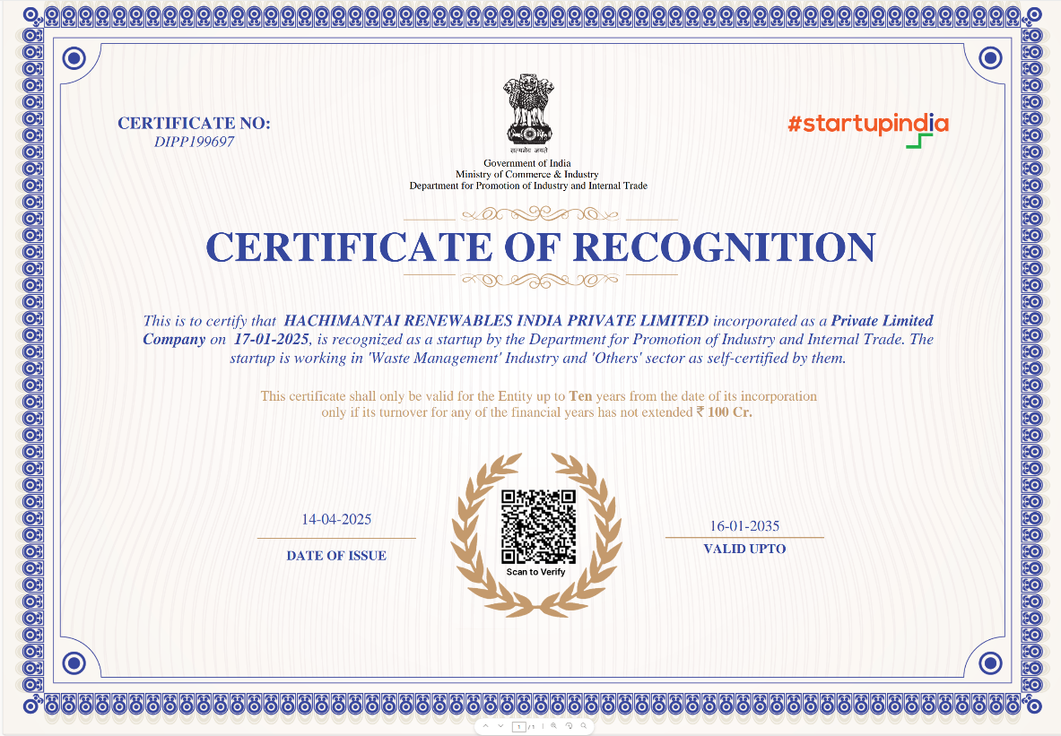 DPIIT Recognition Certificate